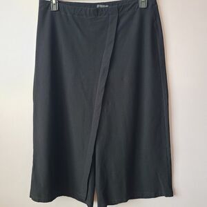 Eileen Fisher Sarong/Overlay Wide Leg Crop Pants Black Size PL